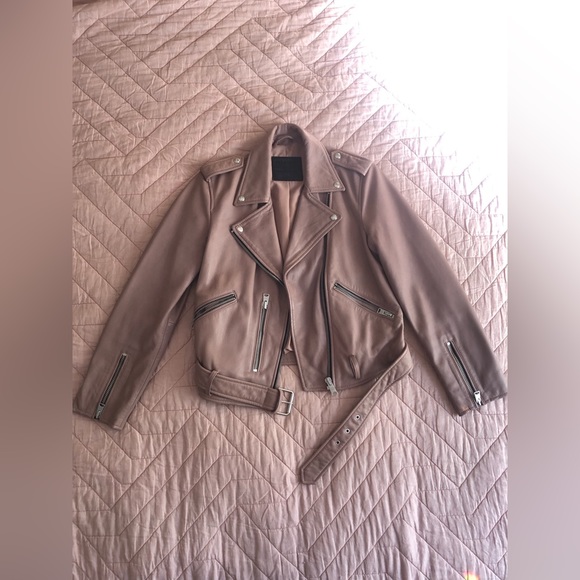 All Saints Jackets Coats Dusty Pink Leather Jacket Poshmark